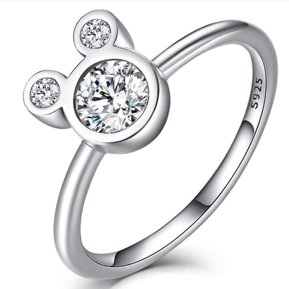 .925 Sterling Silver Disney & CZ Mickey Mouse Ring
